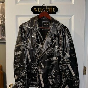 Zara Black Graffiti Print Men's Jacket